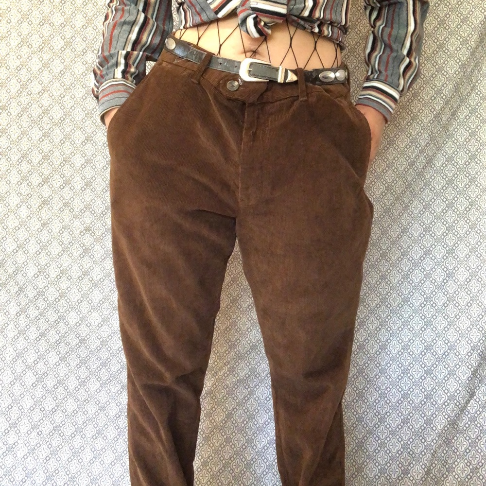 Oversized brown suede pants